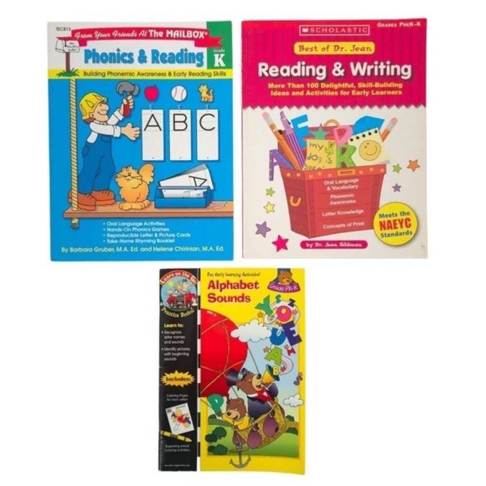 Reading & Writing Vintage Pre-K- Kindergarten Teaching Activity Books (Set of 3)